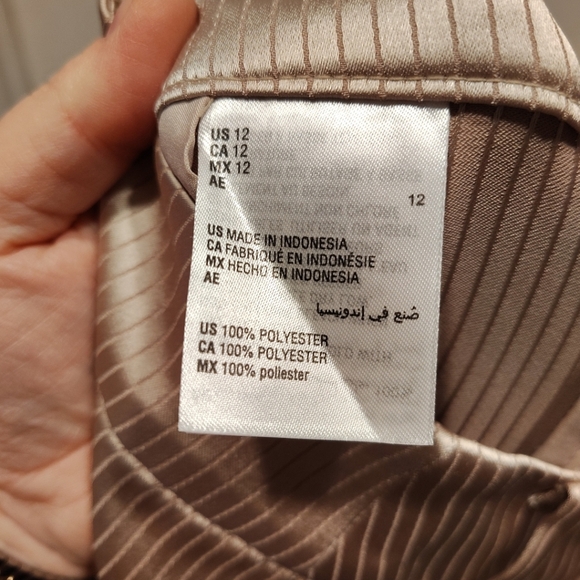 Alfani Women's English Cream Satin Stripe Wide Leg Trouser Pants Sz 12 Career - Picture 8 of 9